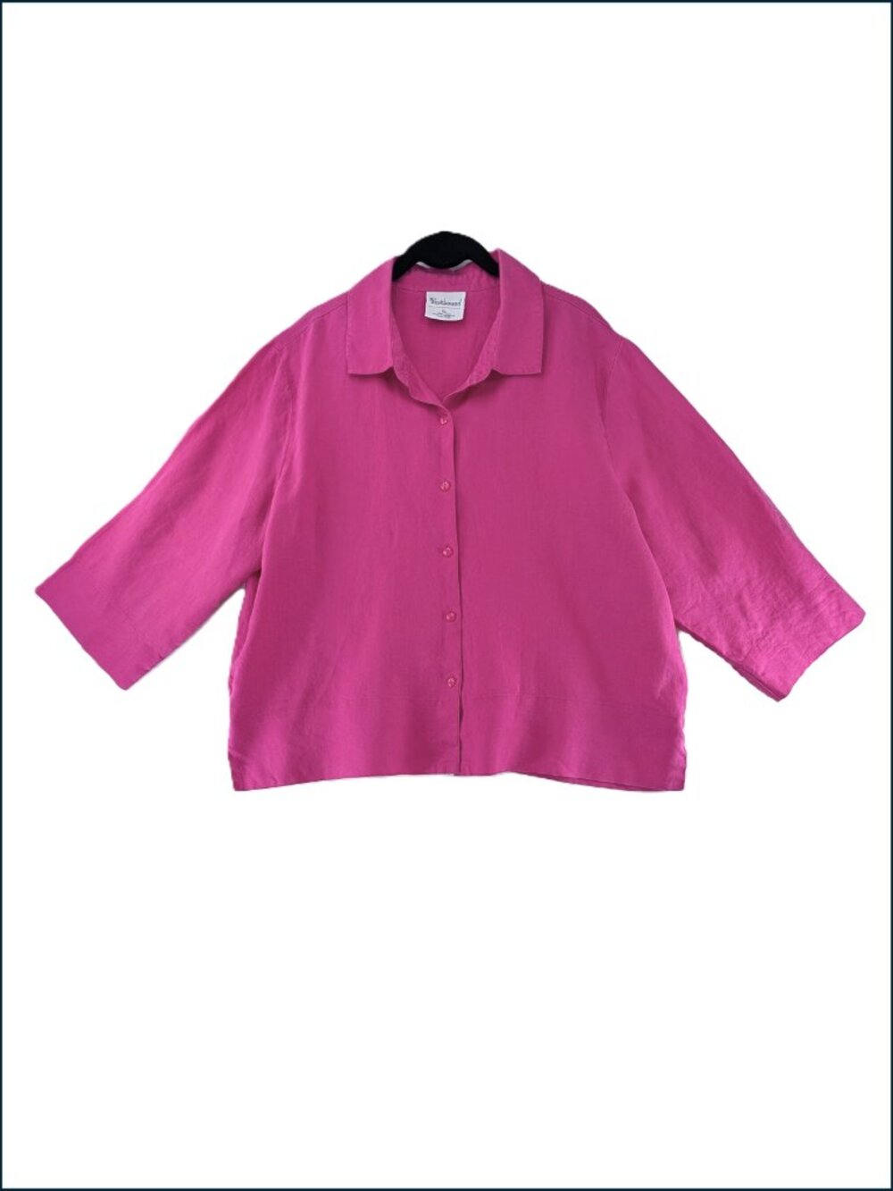 VTG Westbound Linen Tunic Top Blouse Shirt Womens Size XL Pink Magenta Fuchsia